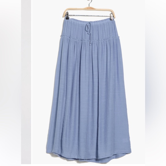 Bobeau Ruffle Edge Dusty Blue Maxi Skirt - Picture 3 of 8